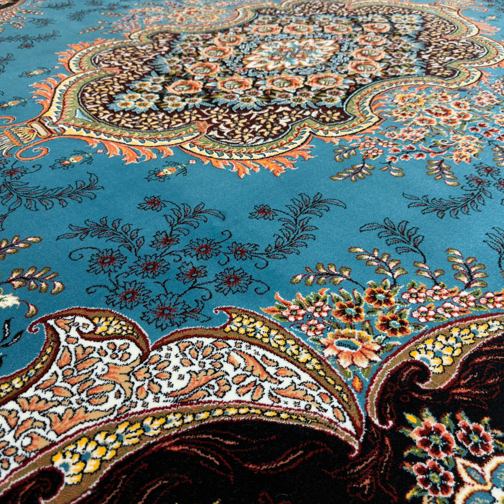 350 x 250 cm Blue Persian Tabriz Floral Rug