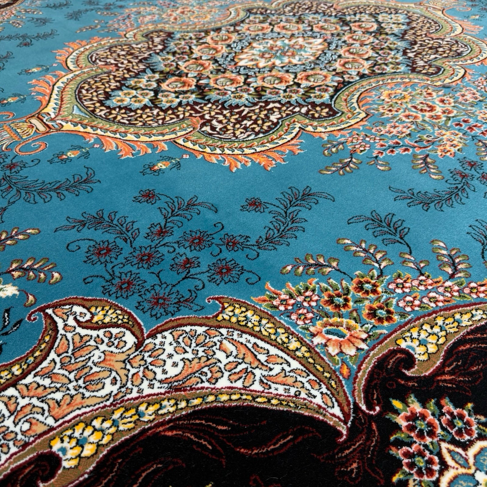350 x 250 cm Blue Persian Tabriz Floral Rug
