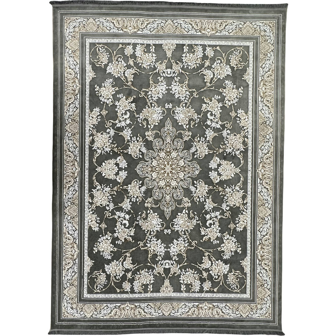 350 x 250cm Grey Floral Persian Machine Made Rug