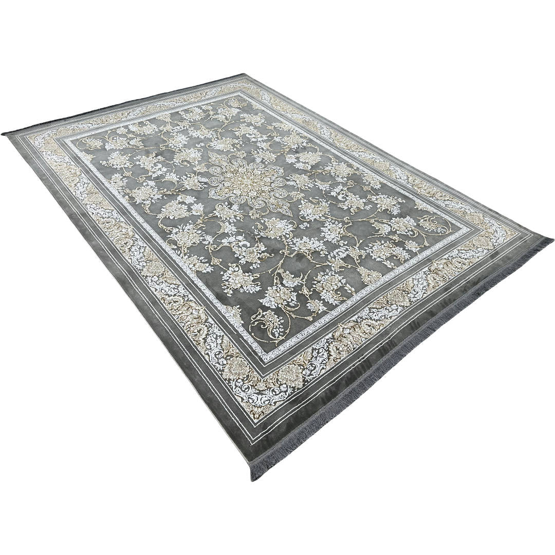 350 x 250cm Grey Floral Persian Machine Made Rug