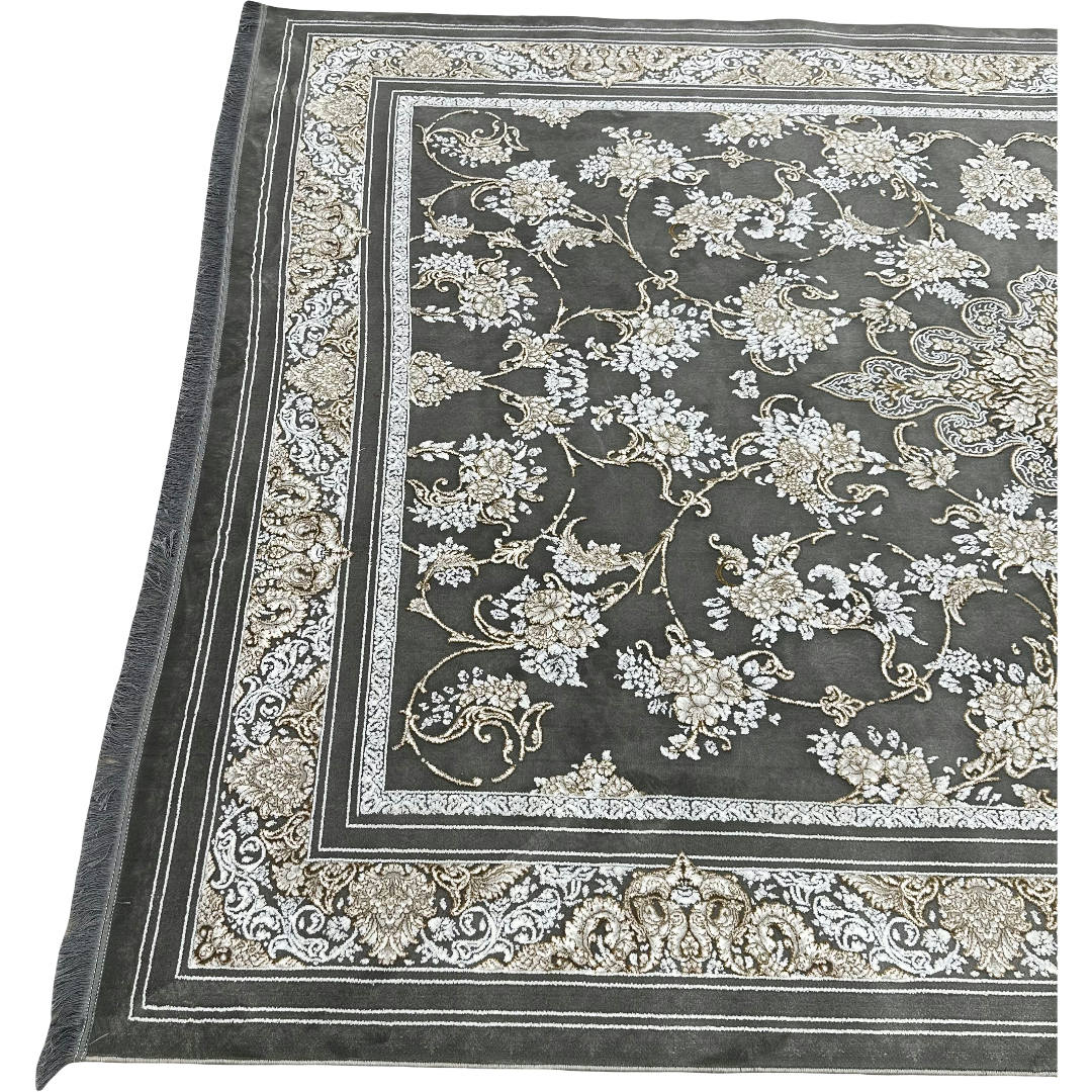 350 x 250cm Grey Floral Persian Machine Made Rug