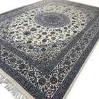 350 x 250 cm Nain Ivory Medallion Design Persian Rug