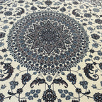 350 x 250 cm Nain Ivory Medallion Design Persian Rug