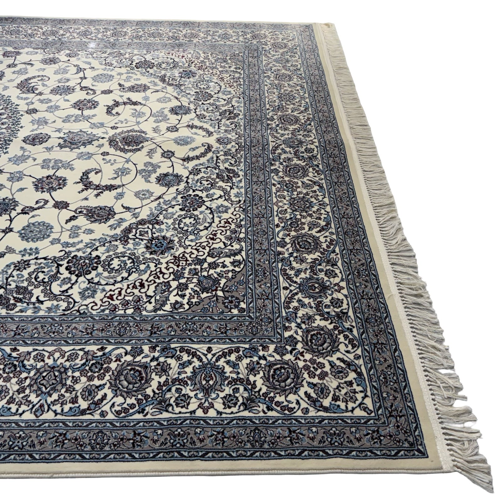 350 x 250 cm Nain Ivory Medallion Design Persian Rug