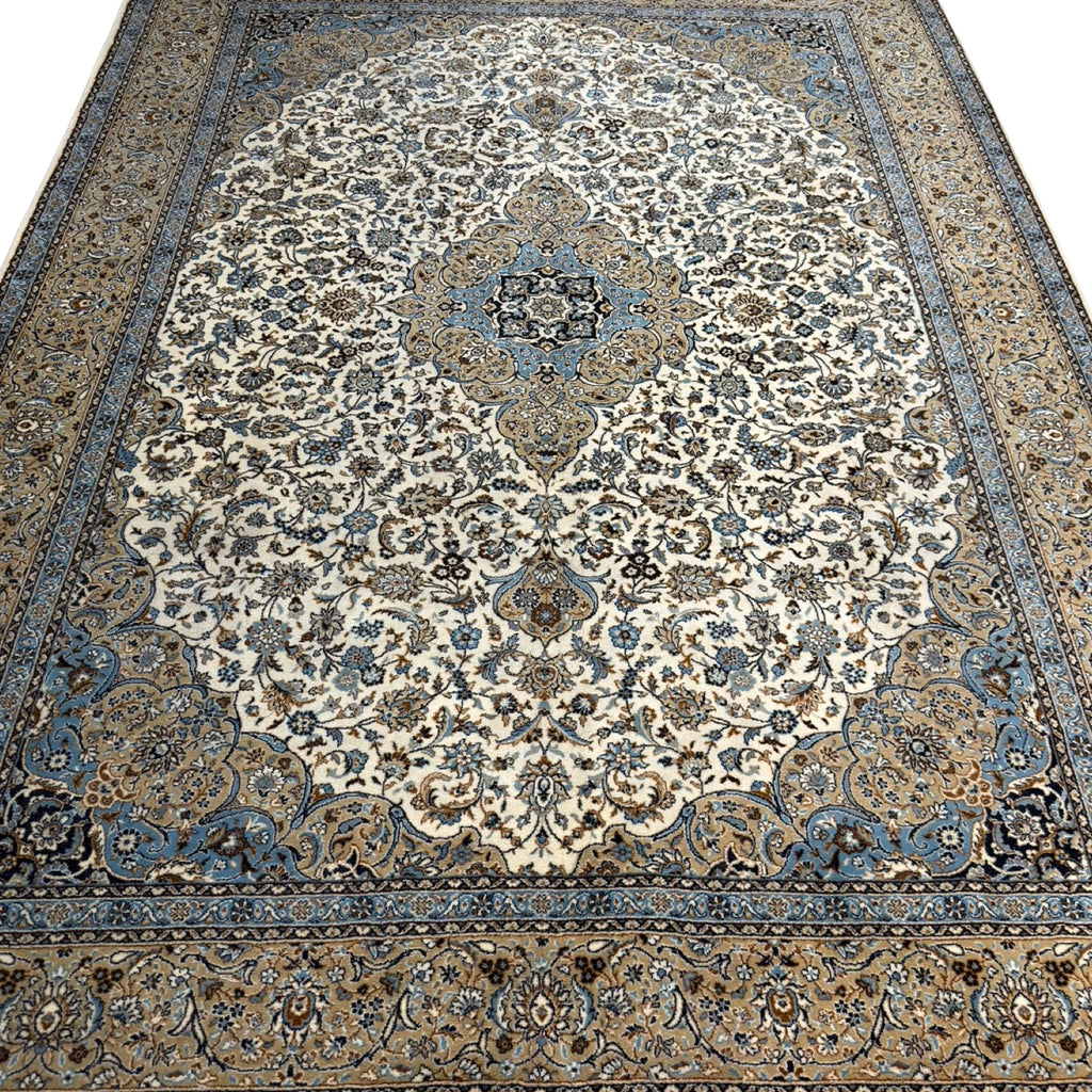 350 x 250 cm Persian Kashan Cream Machine Made Rug