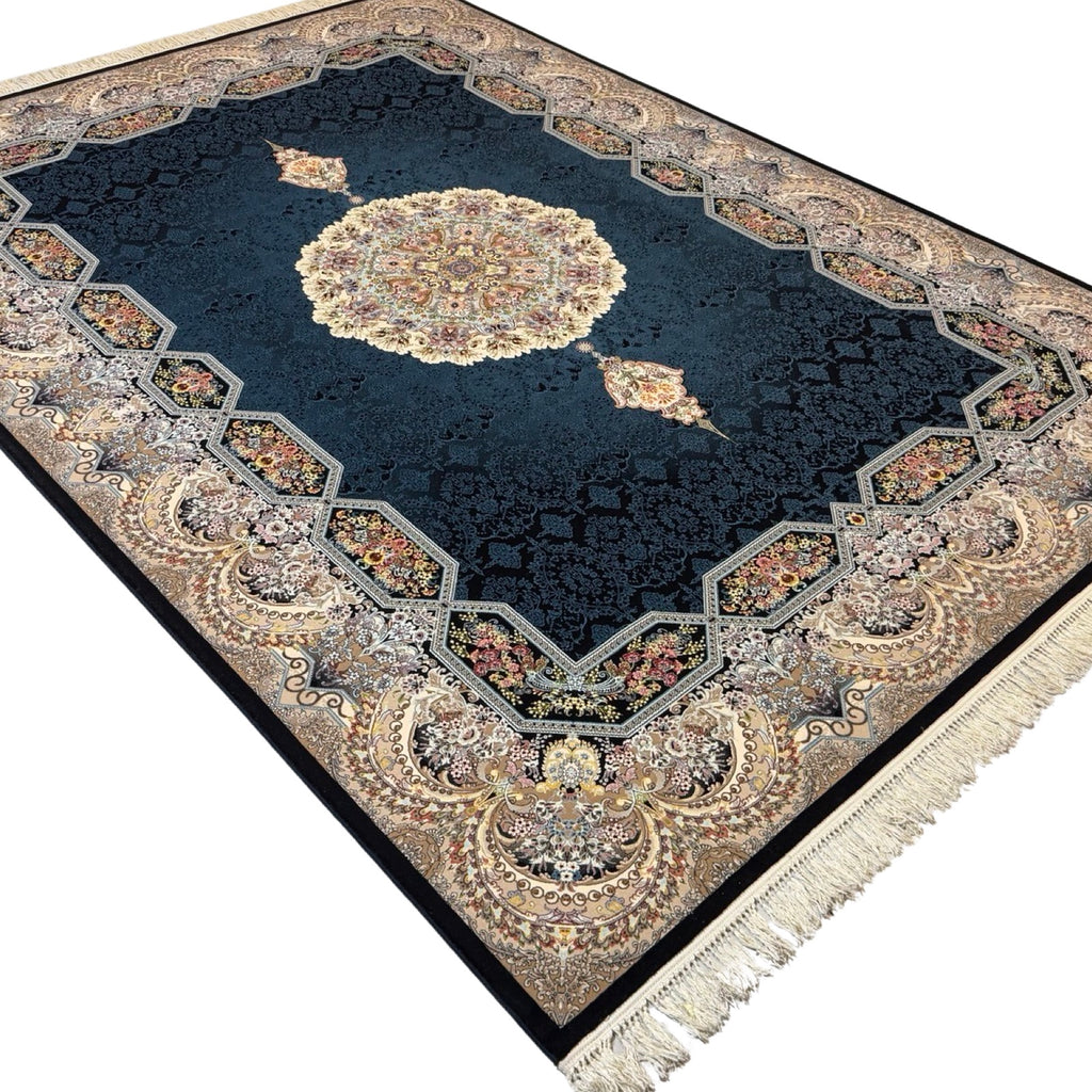 350 x 250 cm Persian Navy Kirman Floral Rug