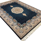 350 x 250 cm Persian Navy Kirman Floral Rug