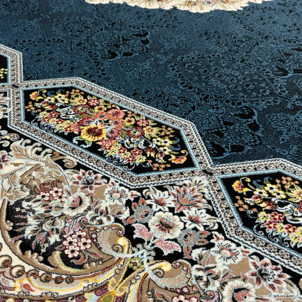350 x 250 cm Persian Navy Kirman Floral Rug