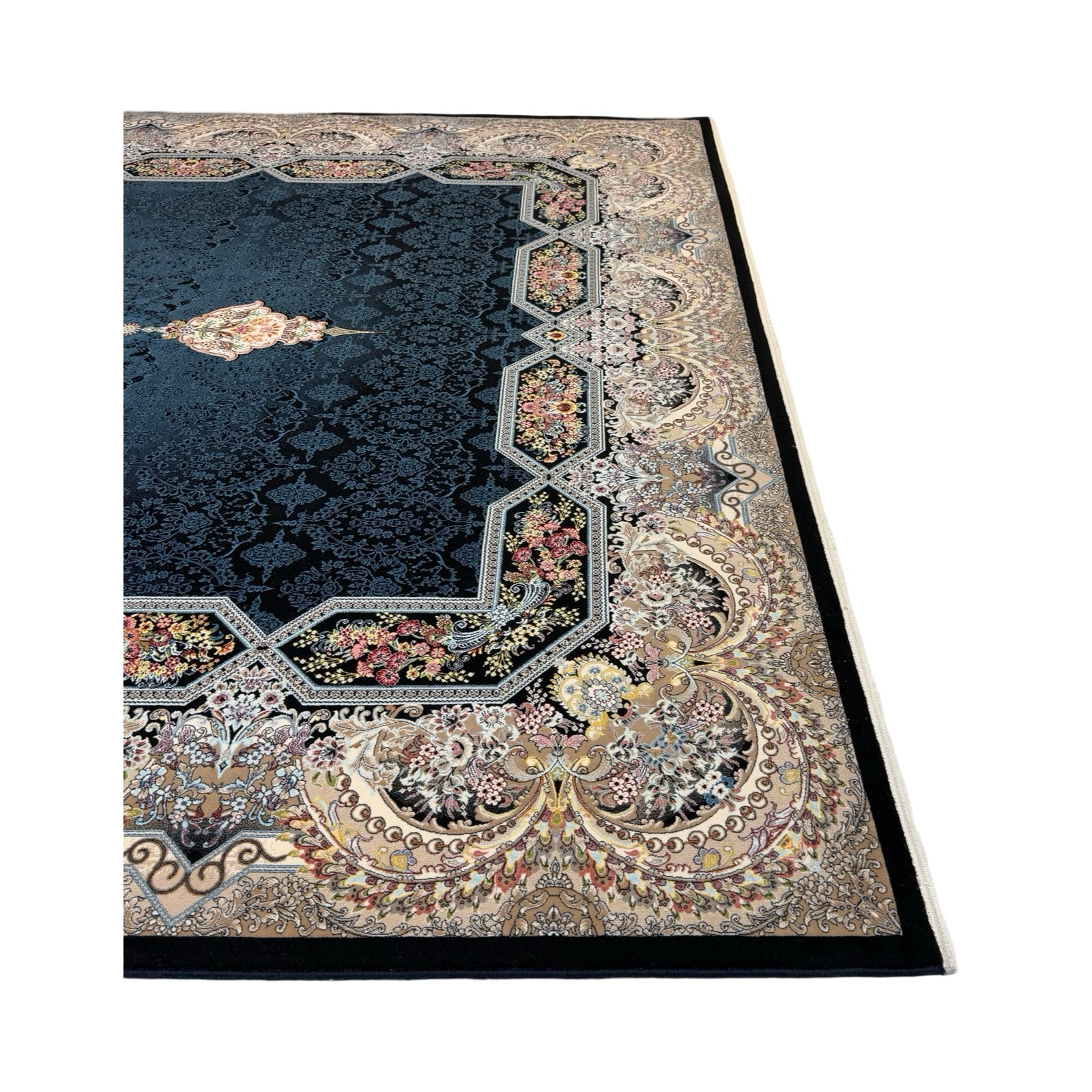 350 x 250 cm Persian Navy Kirman Floral Rug