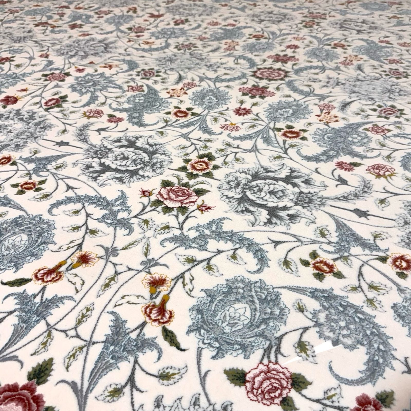 350 x 250 cm White Floral Persian Machine Made Rug