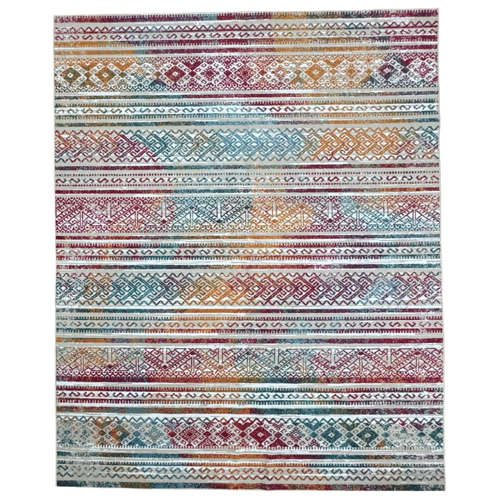 275 x 200 cm Multi-colour Boho Tribal Pattern Non-Slip Area Rug