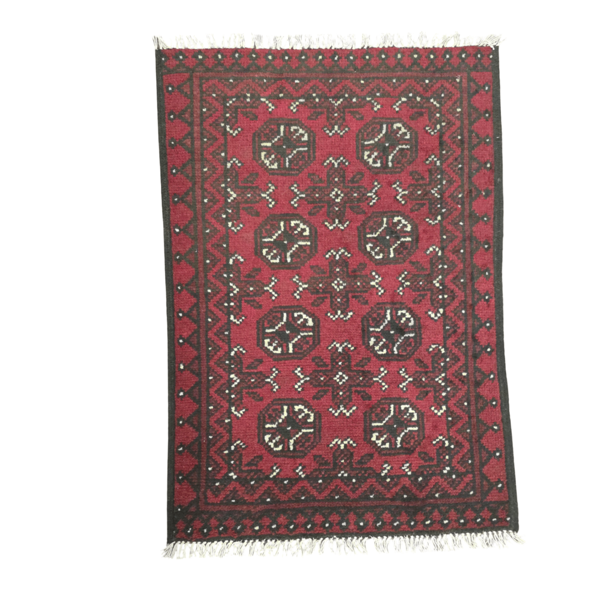 110 x 73 cm Hand-Woven Red Afghan Akche