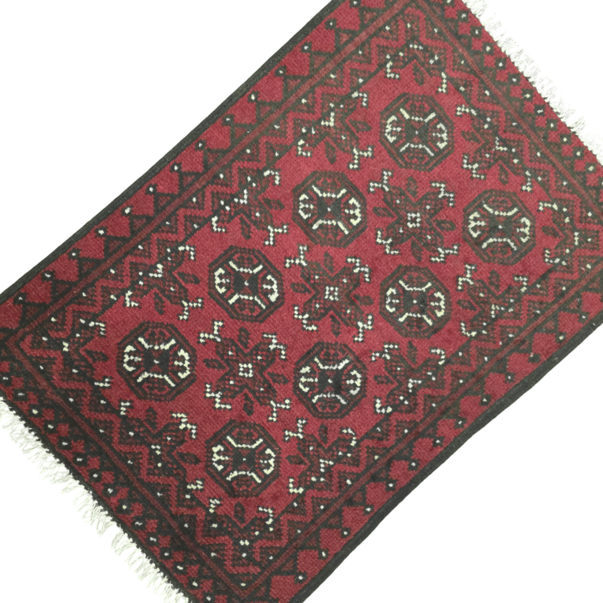 110 x 73 cm Hand-Woven Red Afghan Akche