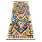 187 x 82 cm Hand-Woven Afghan Kilim Runner Rug – Wool Flatweave