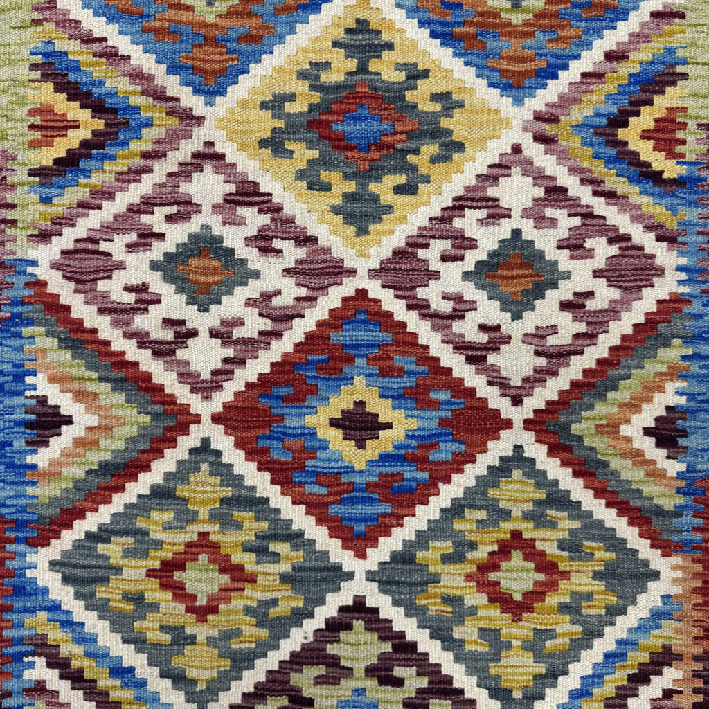 187 x 82 cm Hand-Woven Afghan Kilim Runner Rug – Wool Flatweave