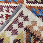 187 x 82 cm Hand-Woven Afghan Kilim Runner Rug – Wool Flatweave