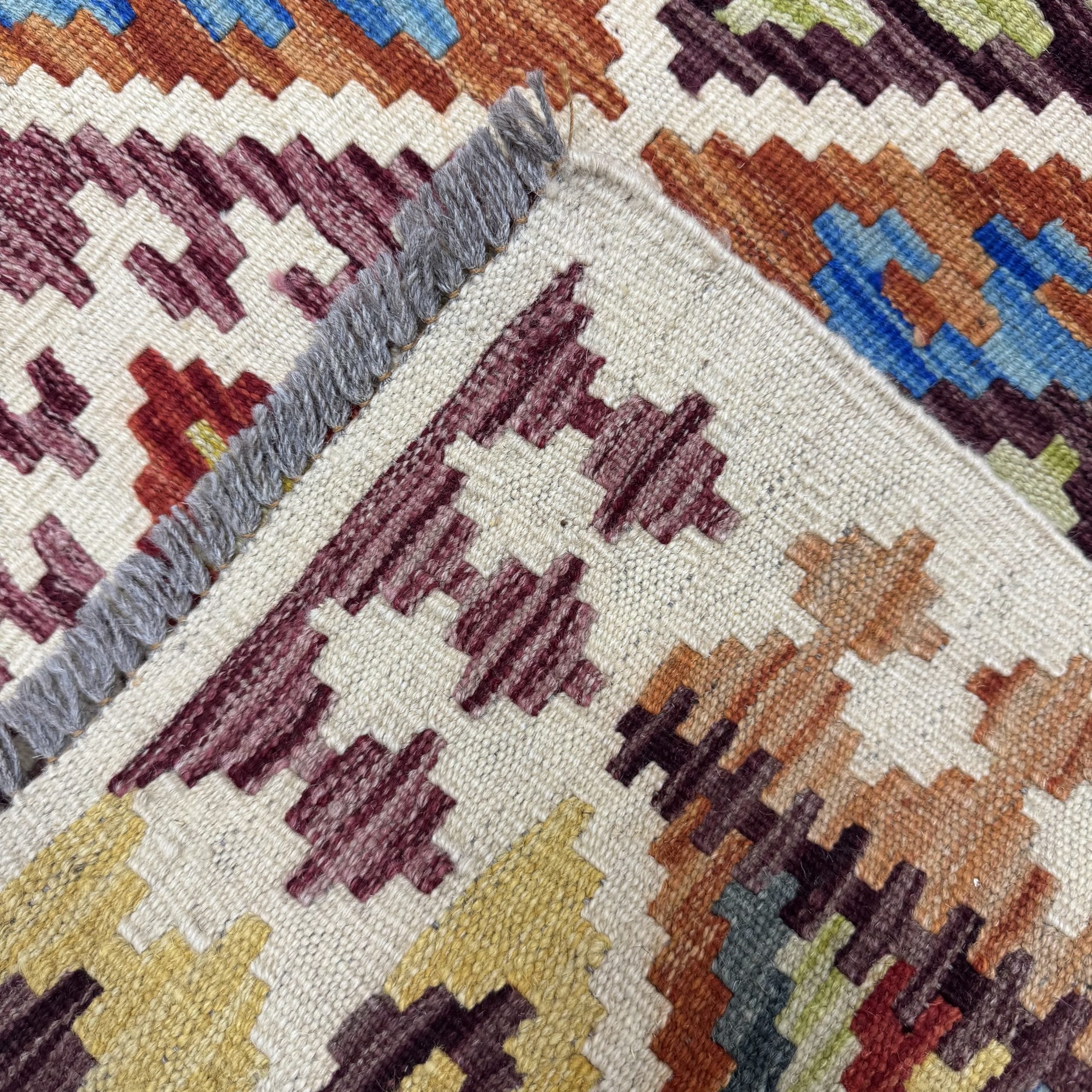 187 x 82 cm Hand-Woven Afghan Kilim Runner Rug – Wool Flatweave