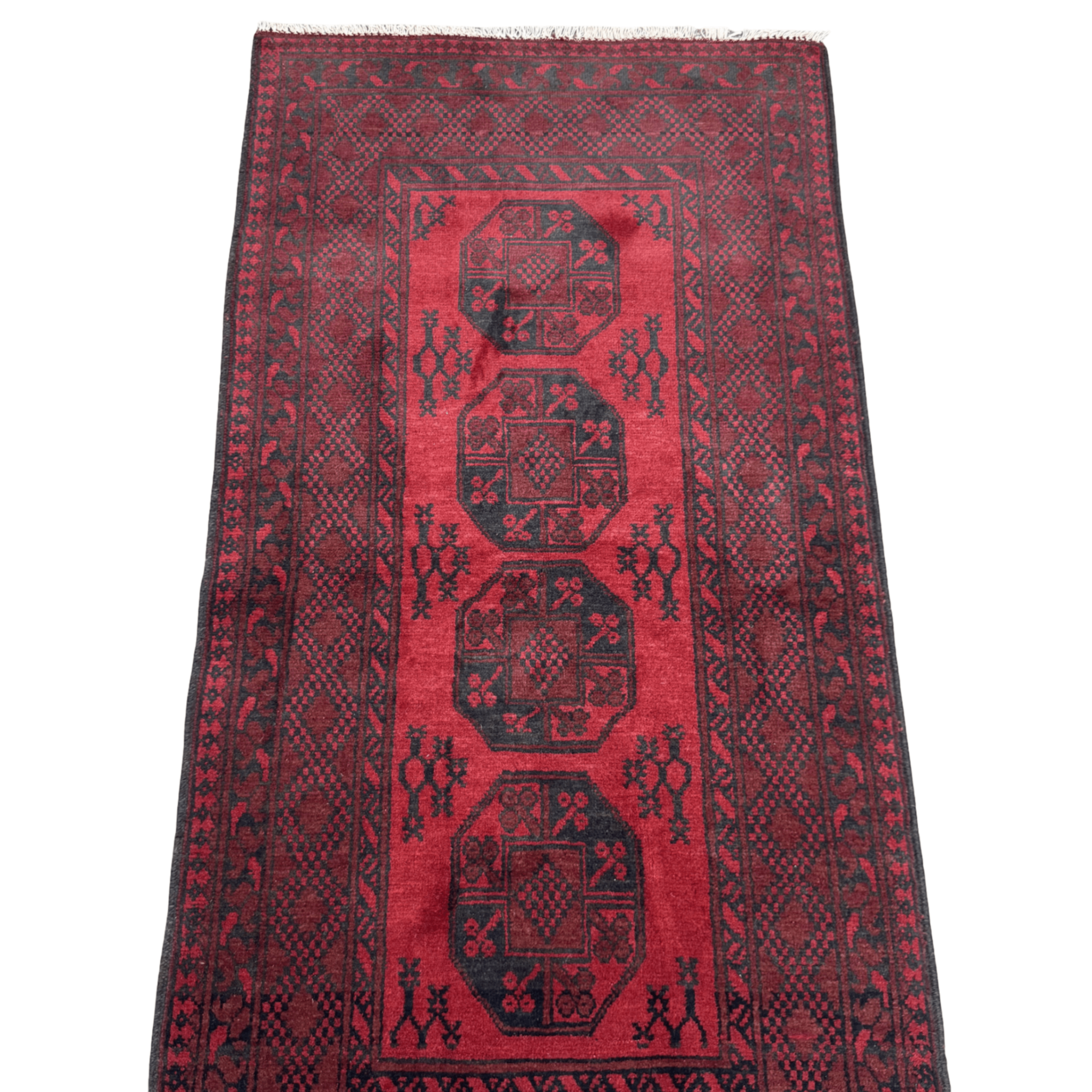 195 x 96 cm Hand-Knotted Afghan Akche Runner
