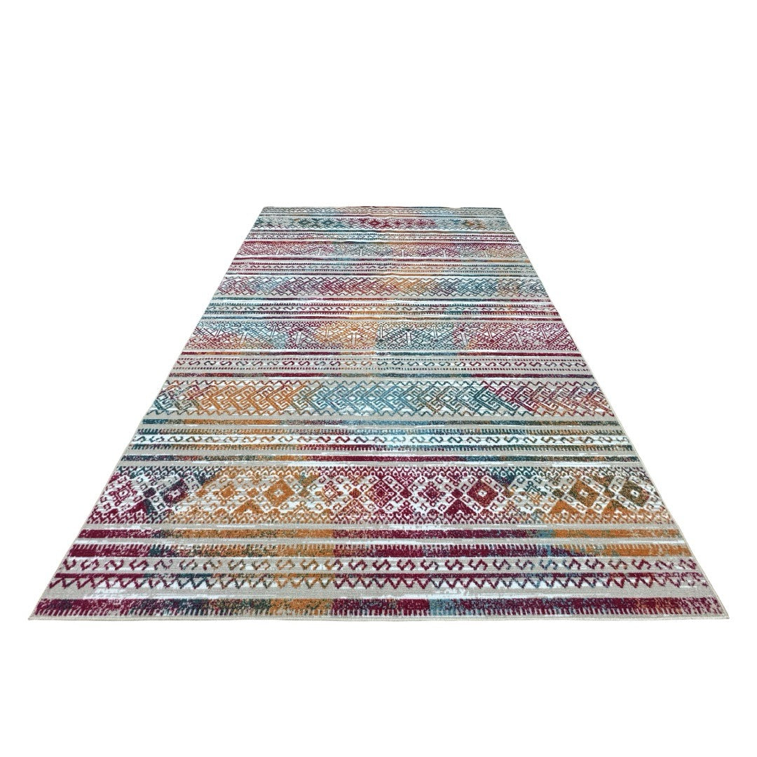 275 x 200 cm Multi-colour Boho Tribal Pattern Non-Slip Area Rug