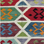 206 × 152 cm Hand-Woven Afghan Kilim Rug – Traditional Wool Flatweave