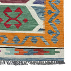 206 × 152 cm Hand-Woven Afghan Kilim Rug – Traditional Wool Flatweave