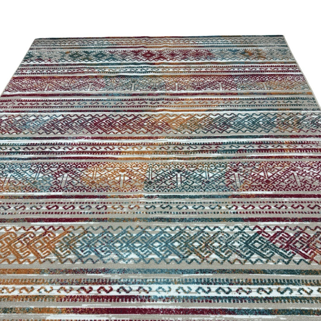 275 x 200 cm Multi-colour Boho Tribal Pattern Non-Slip Area Rug