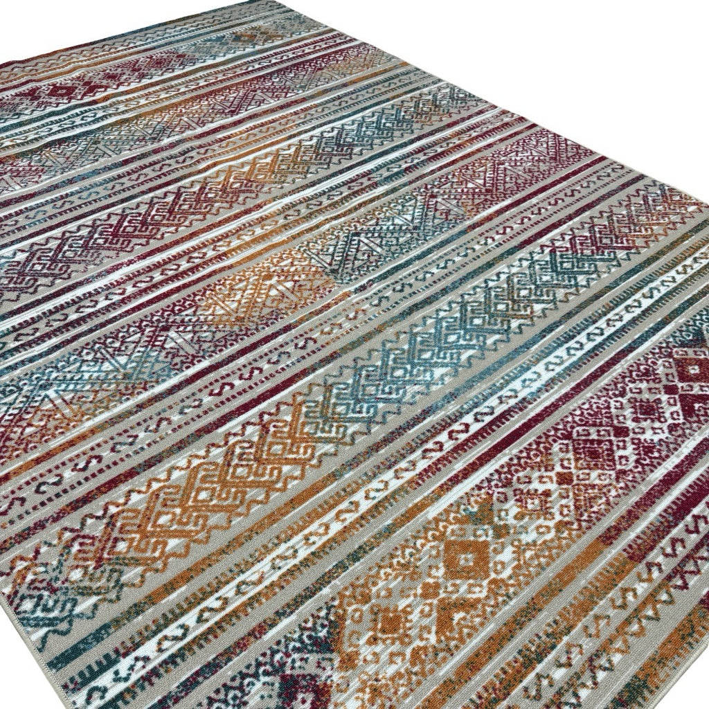 275 x 200 cm Multi-colour Boho Tribal Pattern Non-Slip Area Rug