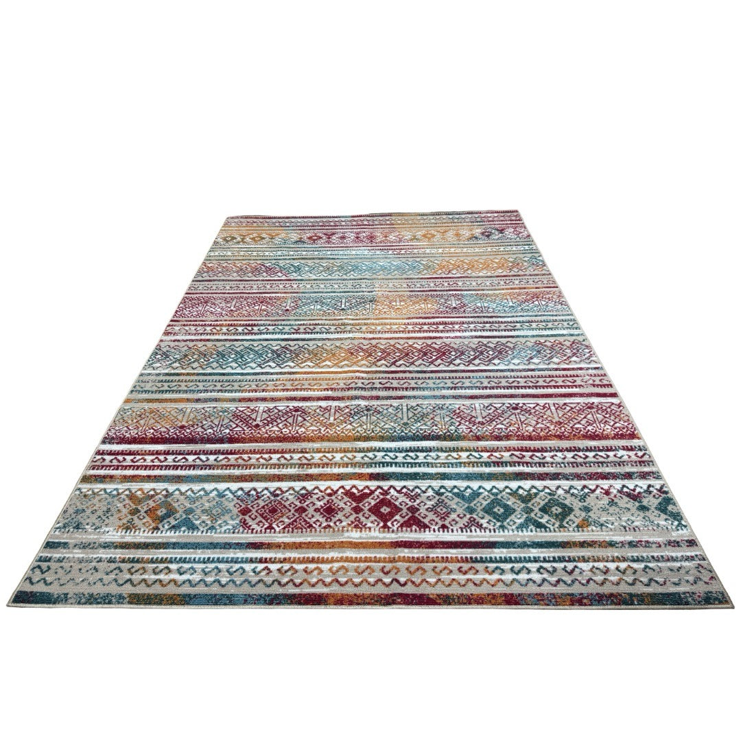 275 x 200 cm Multi-colour Boho Tribal Pattern Non-Slip Area Rug