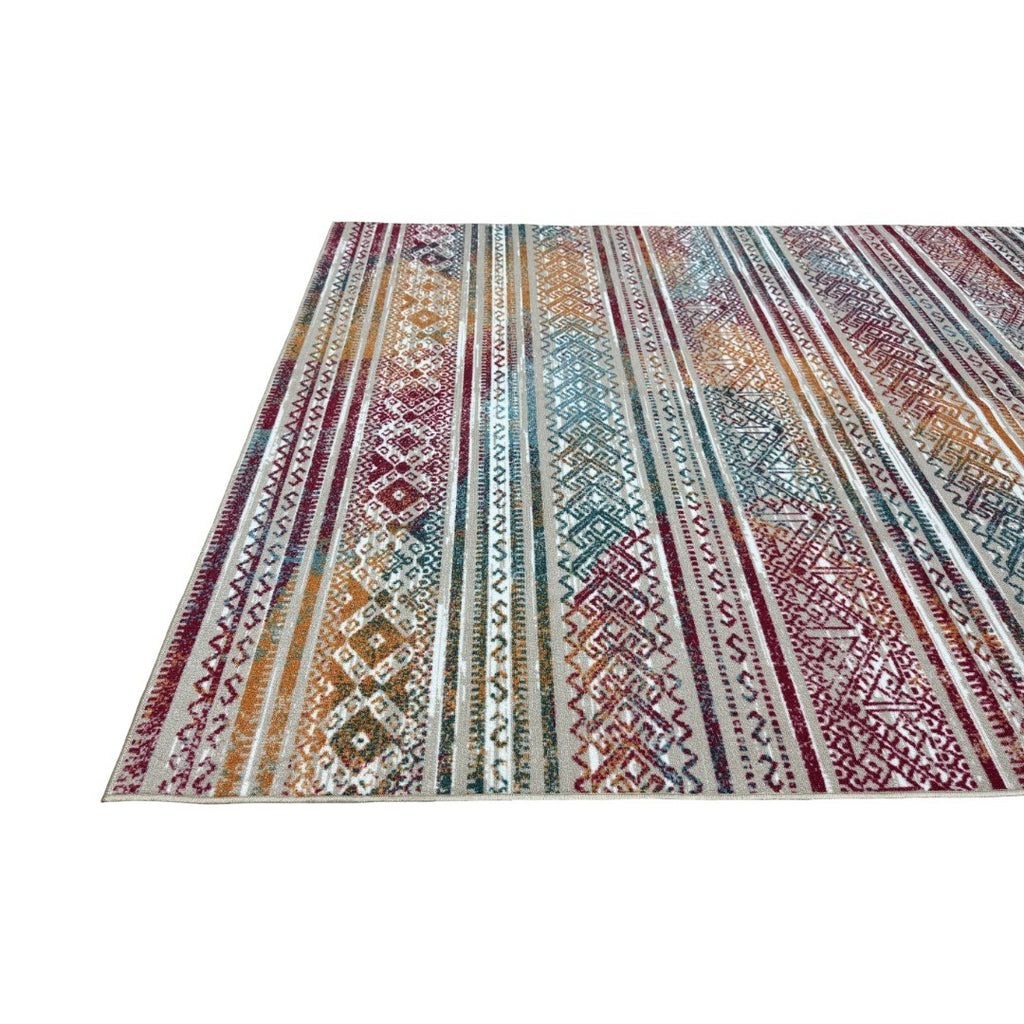 275 x 200 cm Multi-colour Boho Tribal Pattern Non-Slip Area Rug
