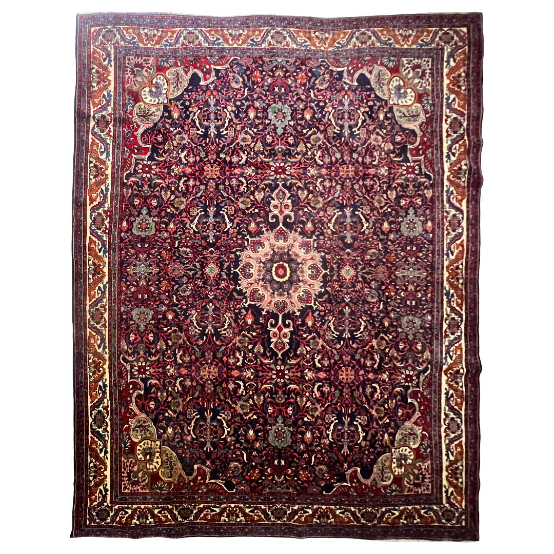 360 x 265 cm Hand-Knotted Vintage Persian Kashan Rug