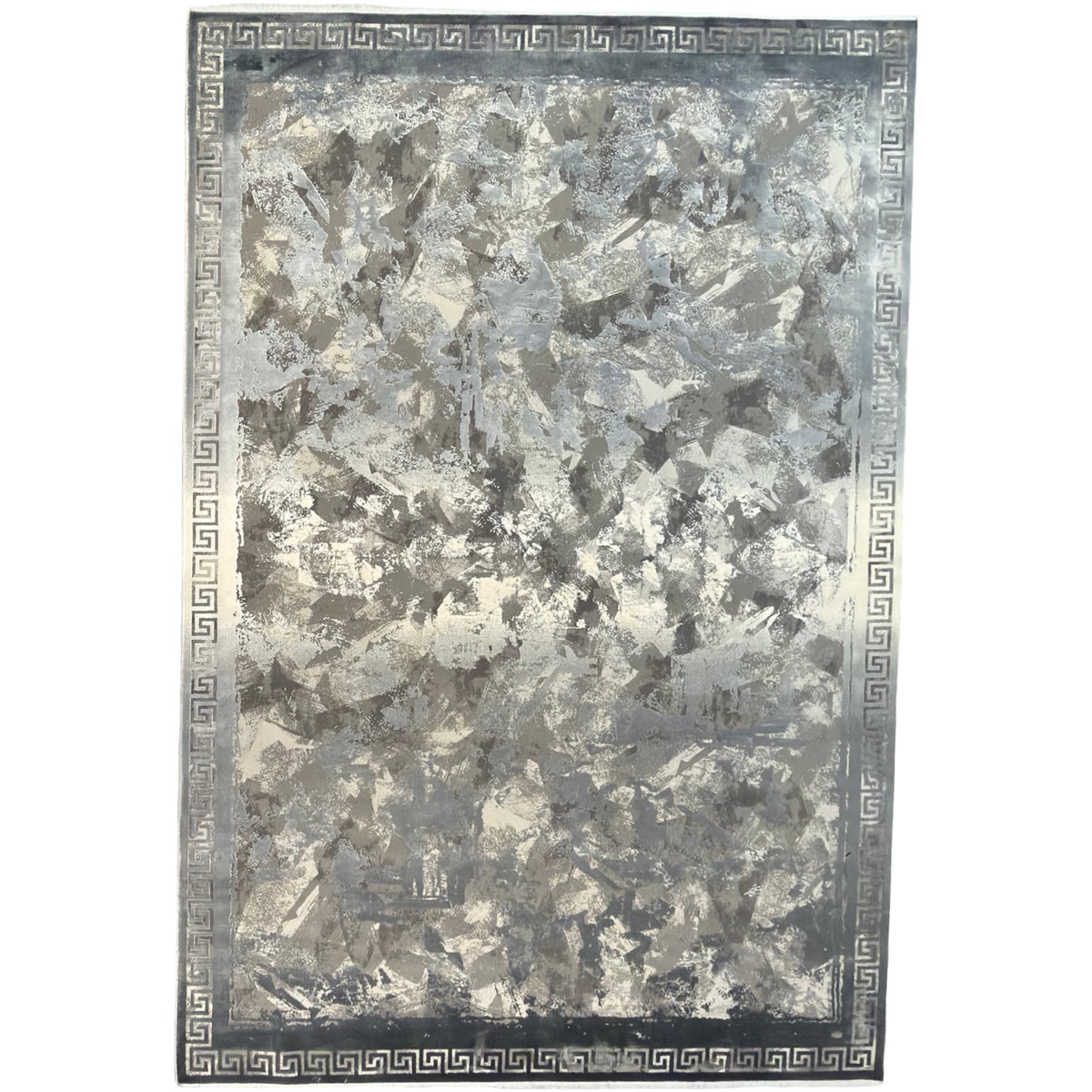 290 x 200 cm Milat Aspendos Dark Grey & Cream Abstract Acrylic and Viscose Rug