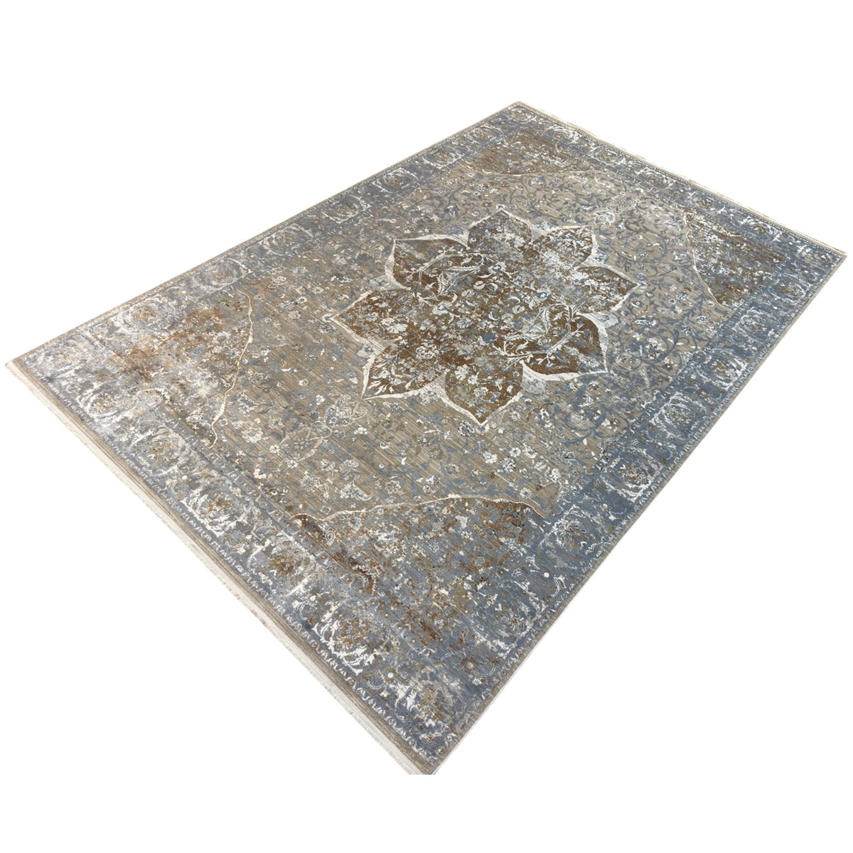 290 x 200 cm Milat Aspendos Cream & Gold Vintage-Style Medallion Rug
