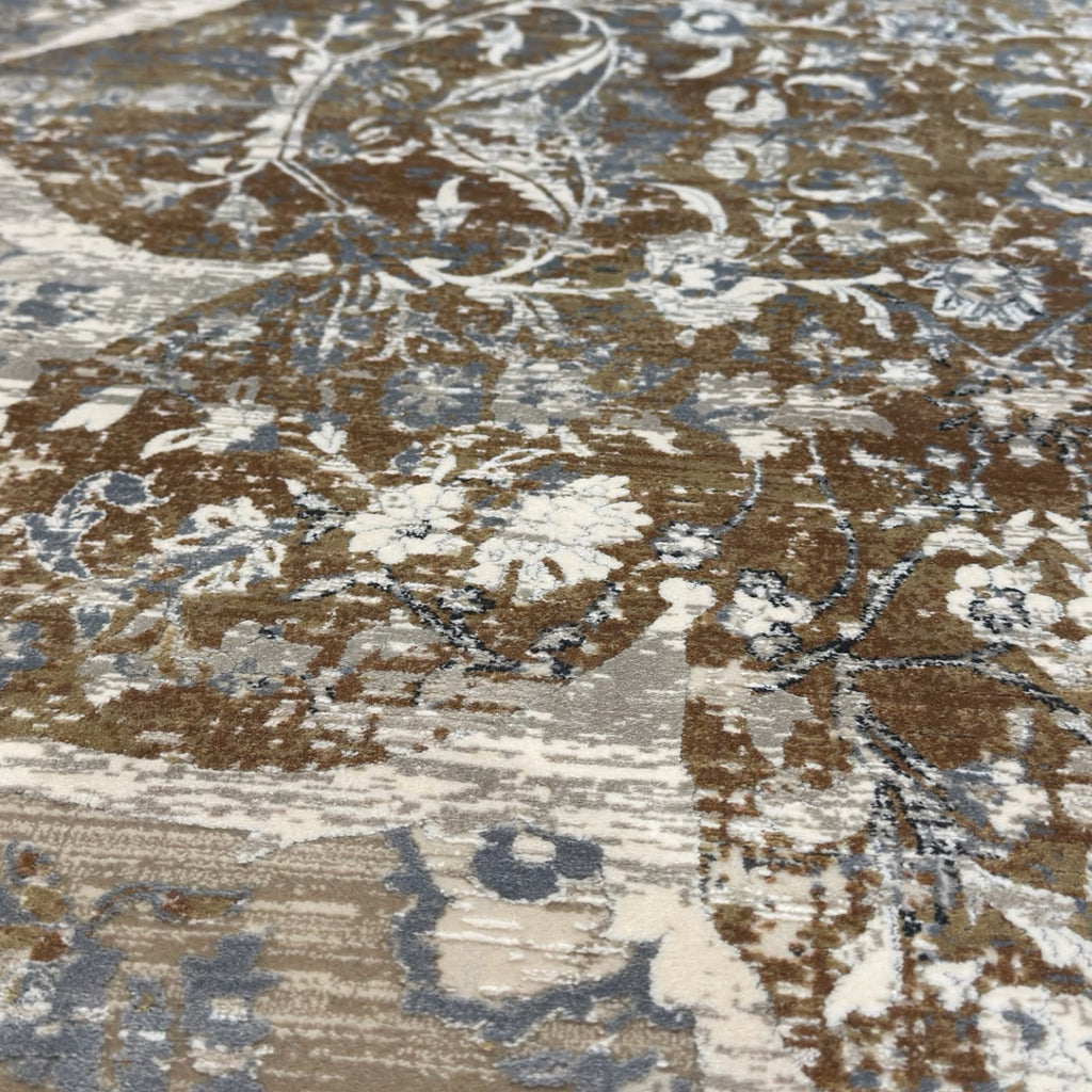 290 x 200 cm Milat Aspendos Cream & Gold Vintage-Style Medallion Rug