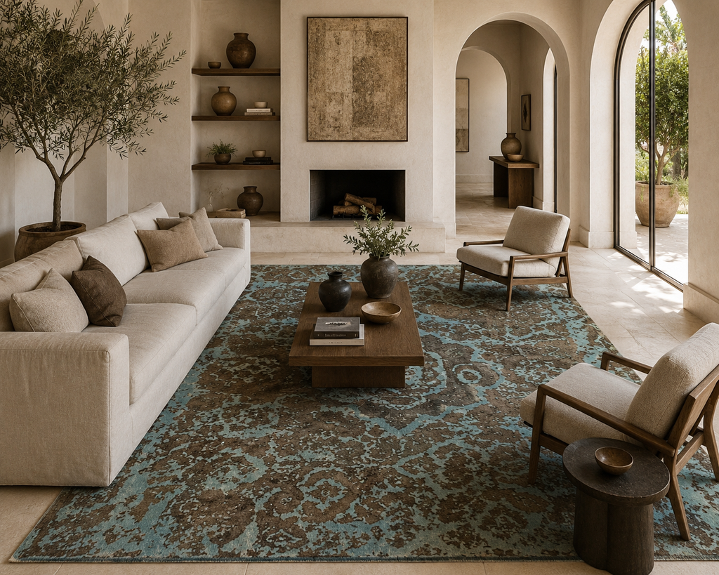 363 x 295 cm Hand-Knotted Ultra Vintage Persian Wool Rug