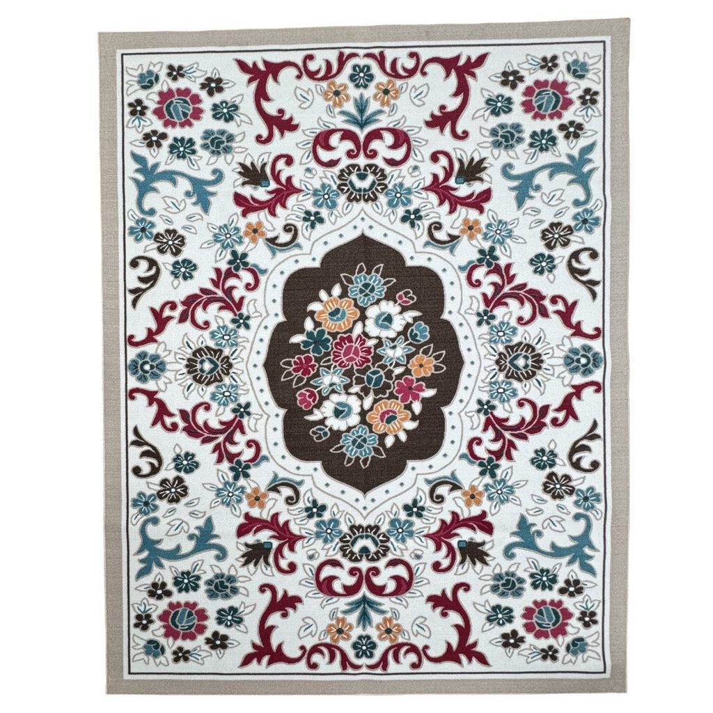275 x 200 cm French Garden on Pearl Ivory Non-Slip Area Rug