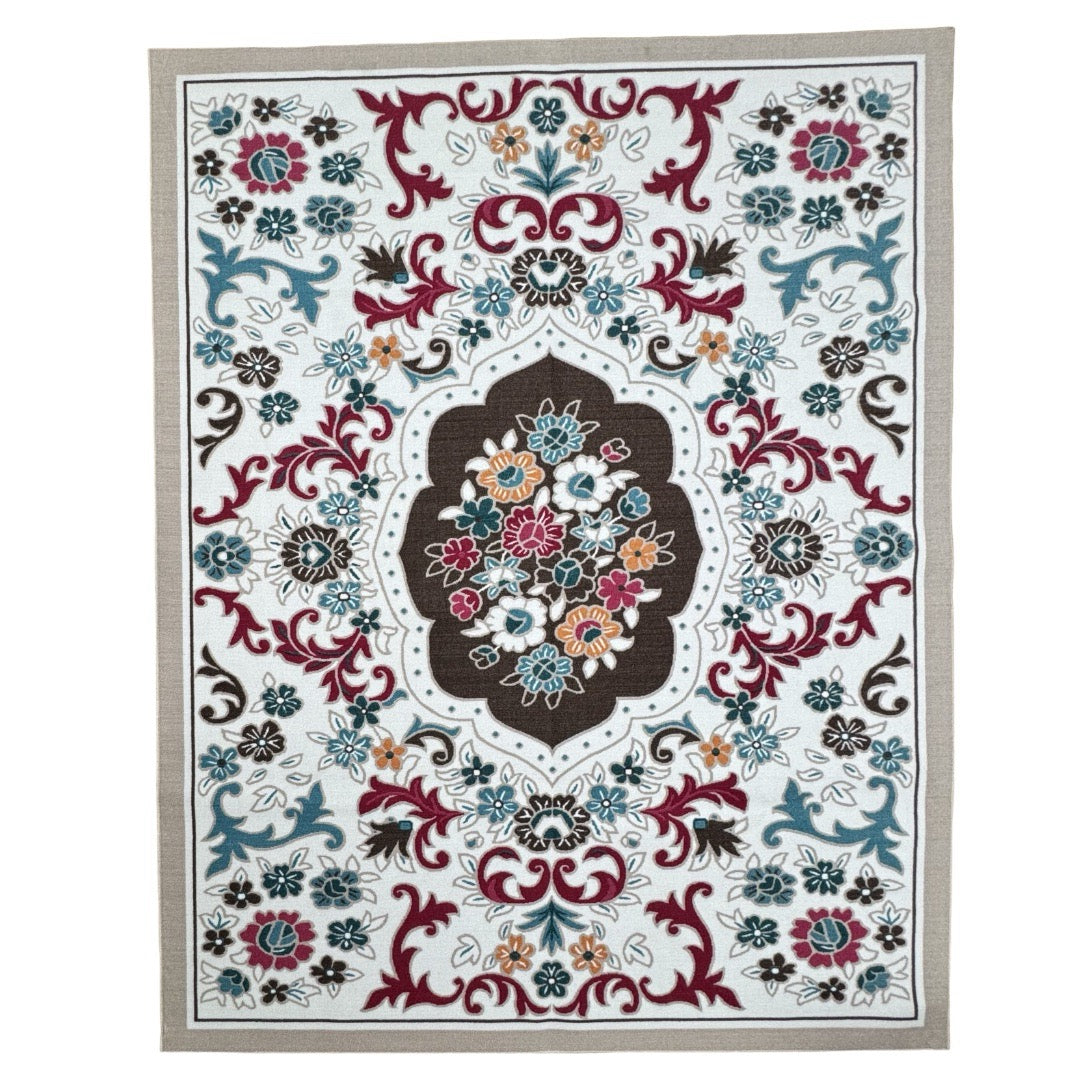 275 x 200 cm French Garden on Pearl Ivory Non-Slip Area Rug