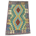 155 × 99 cm Hand-Woven Afghan Kilim Rug – Traditional Wool Flatweave