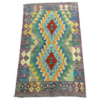 155 × 99 cm Hand-Woven Afghan Kilim Rug – Traditional Wool Flatweave