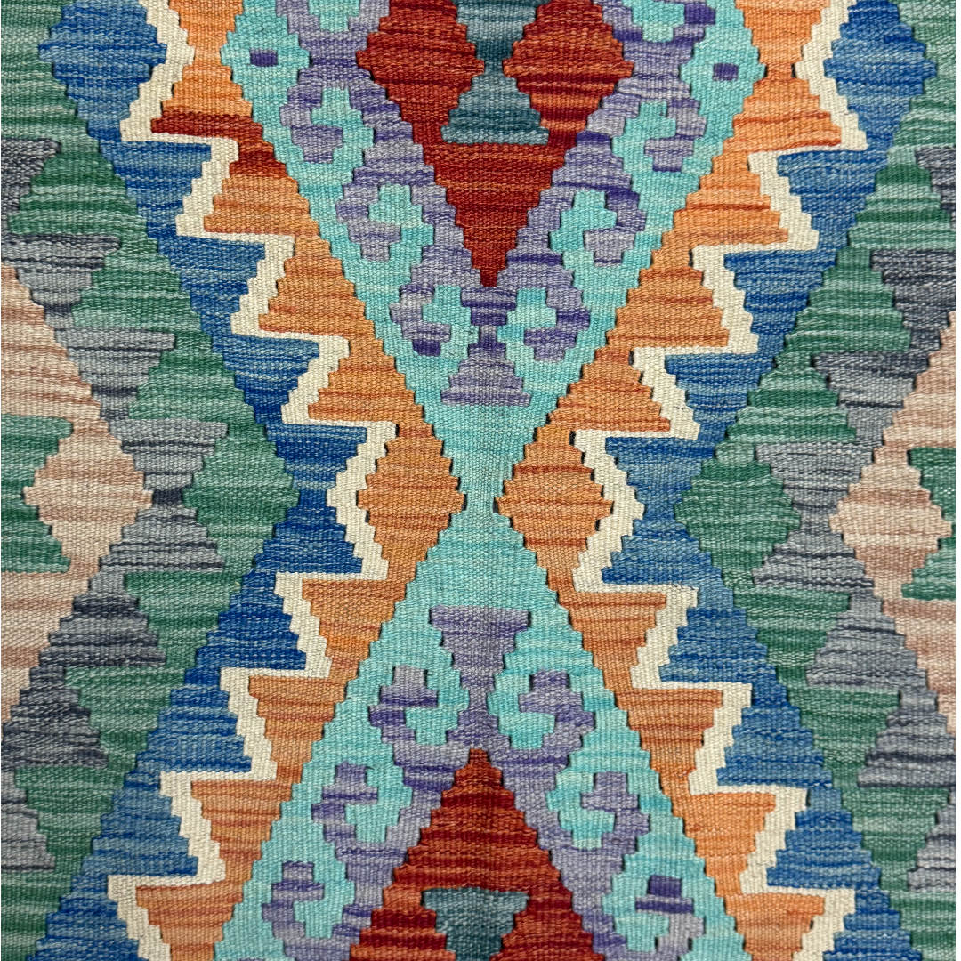 155 × 99 cm Hand-Woven Afghan Kilim Rug – Traditional Wool Flatweave