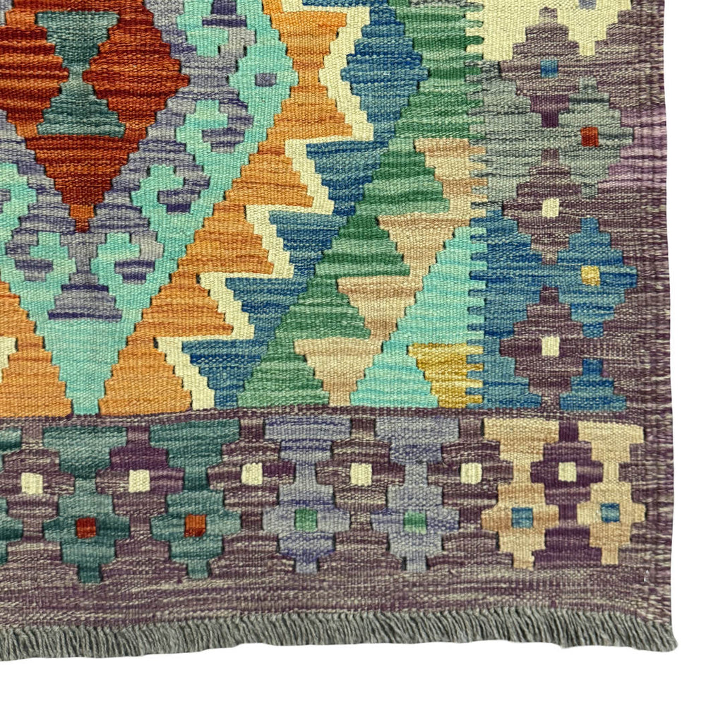 155 × 99 cm Hand-Woven Afghan Kilim Rug – Traditional Wool Flatweave