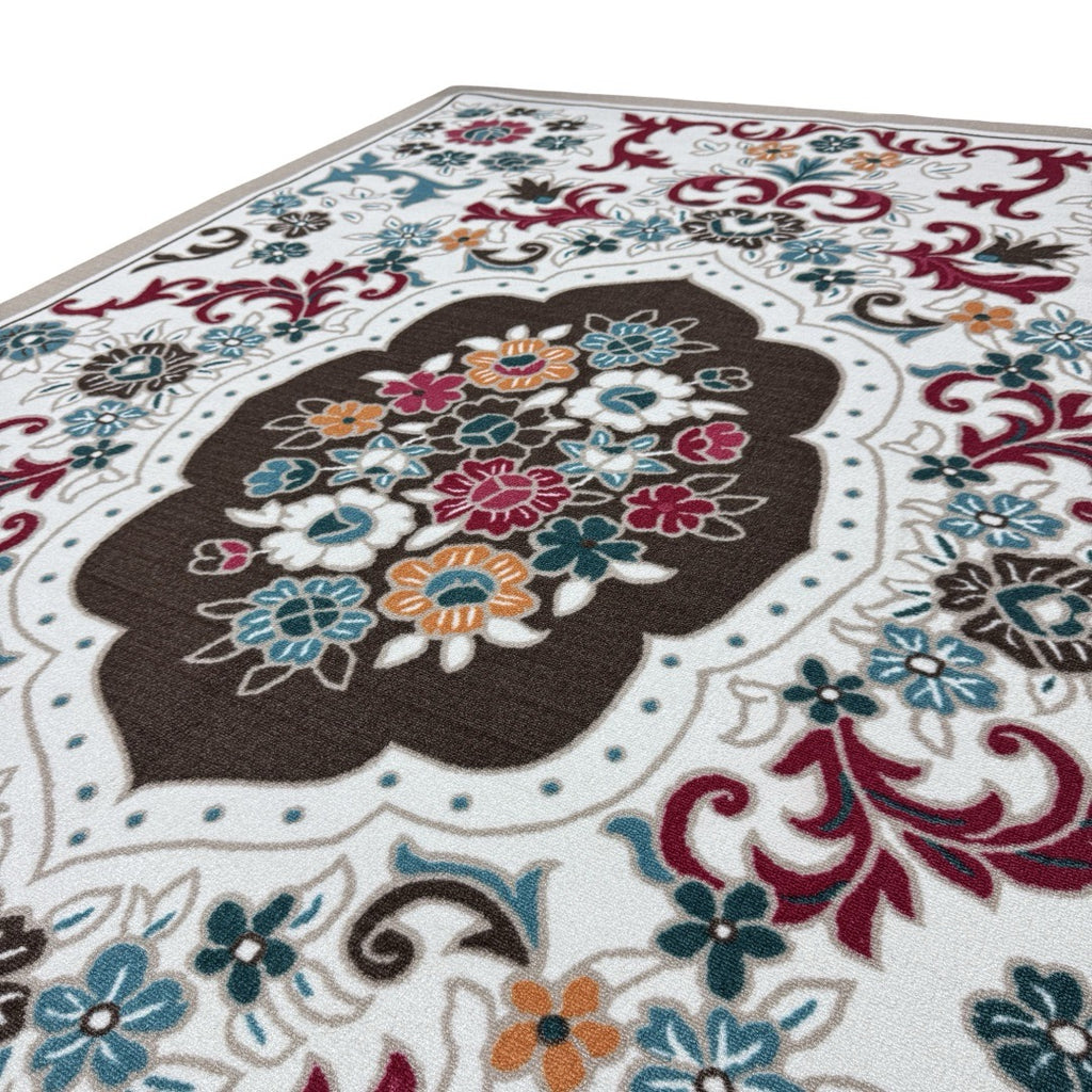 275 x 200 cm French Garden on Pearl Ivory Non-Slip Area Rug