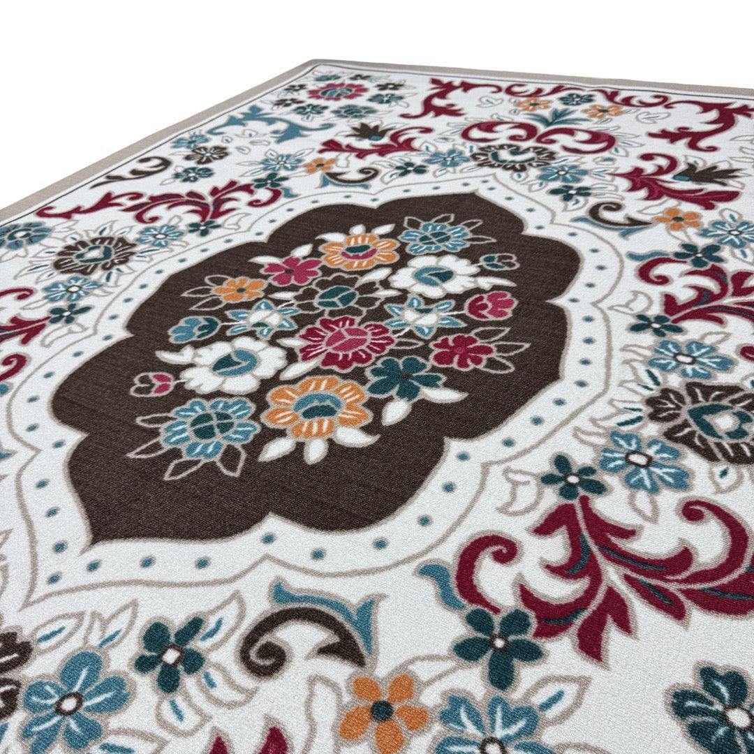 275 x 200 cm French Garden on Pearl Ivory Non-Slip Area Rug