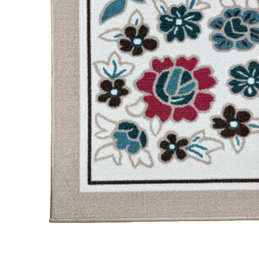 275 x 200 cm French Garden on Pearl Ivory Non-Slip Area Rug