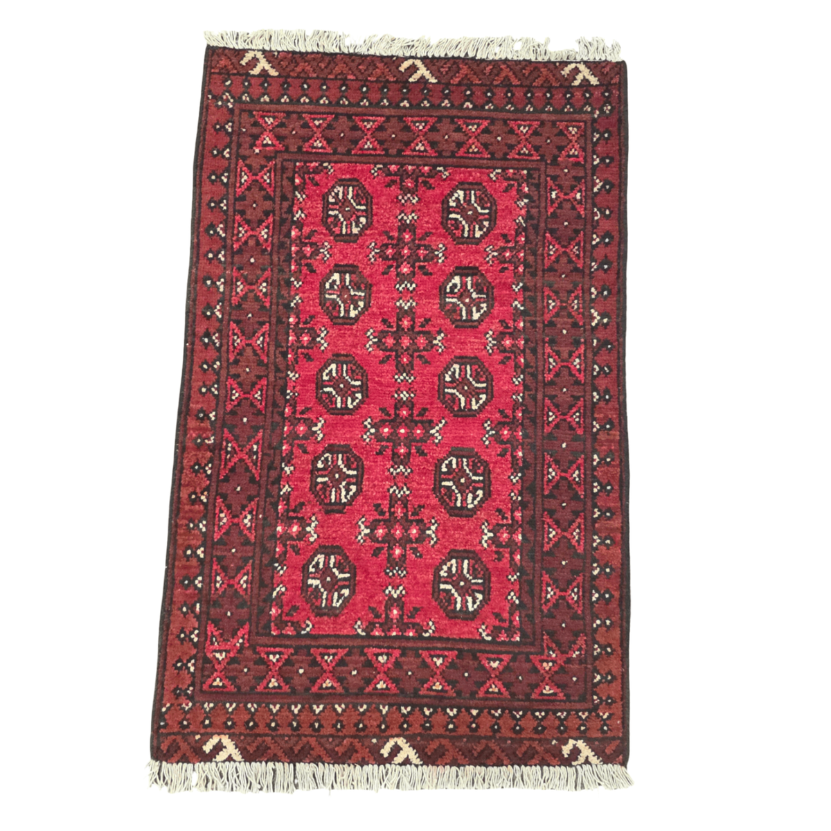 126 x 77 cm Hand-Woven Red Afghan Akche