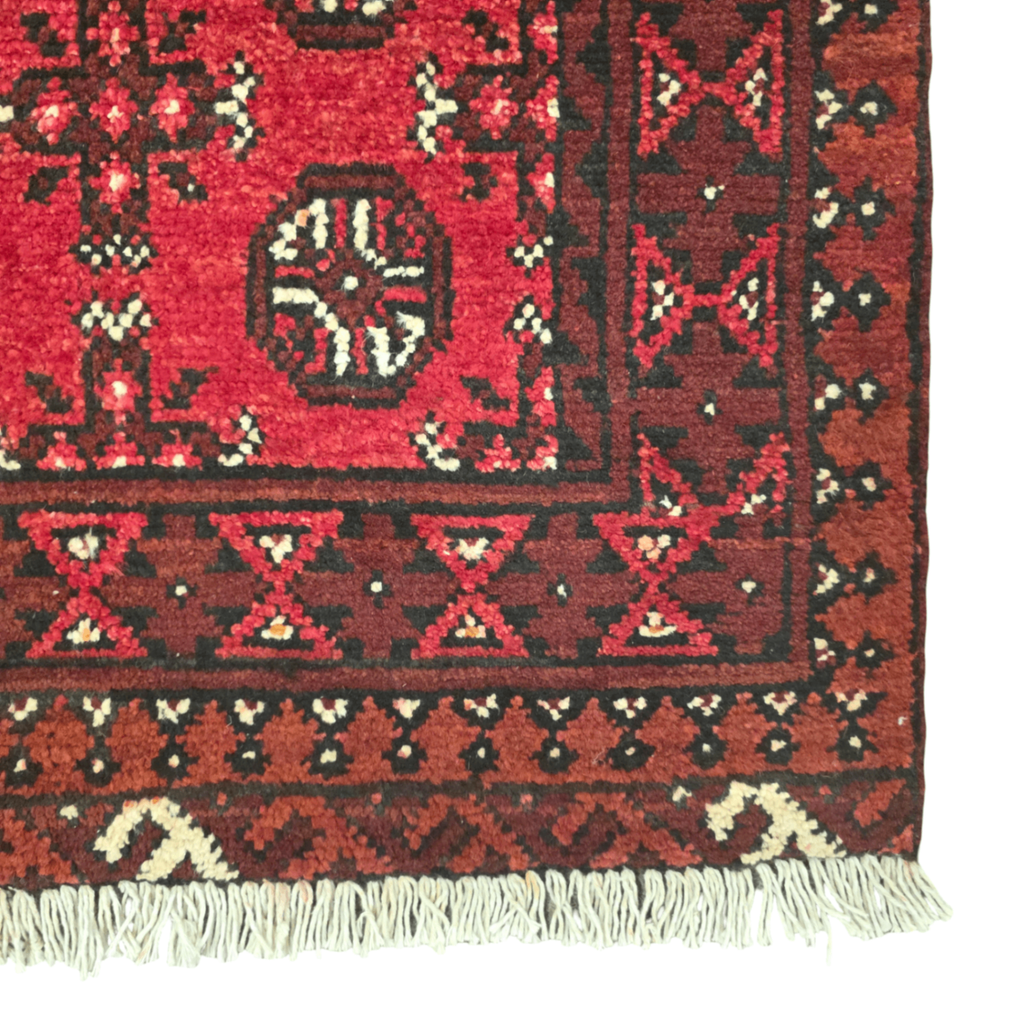 126 x 77 cm Hand-Woven Red Afghan Akche