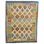 199 × 157 cm Hand-Woven Afghan Kilim Rug – Traditional Wool Flatweave