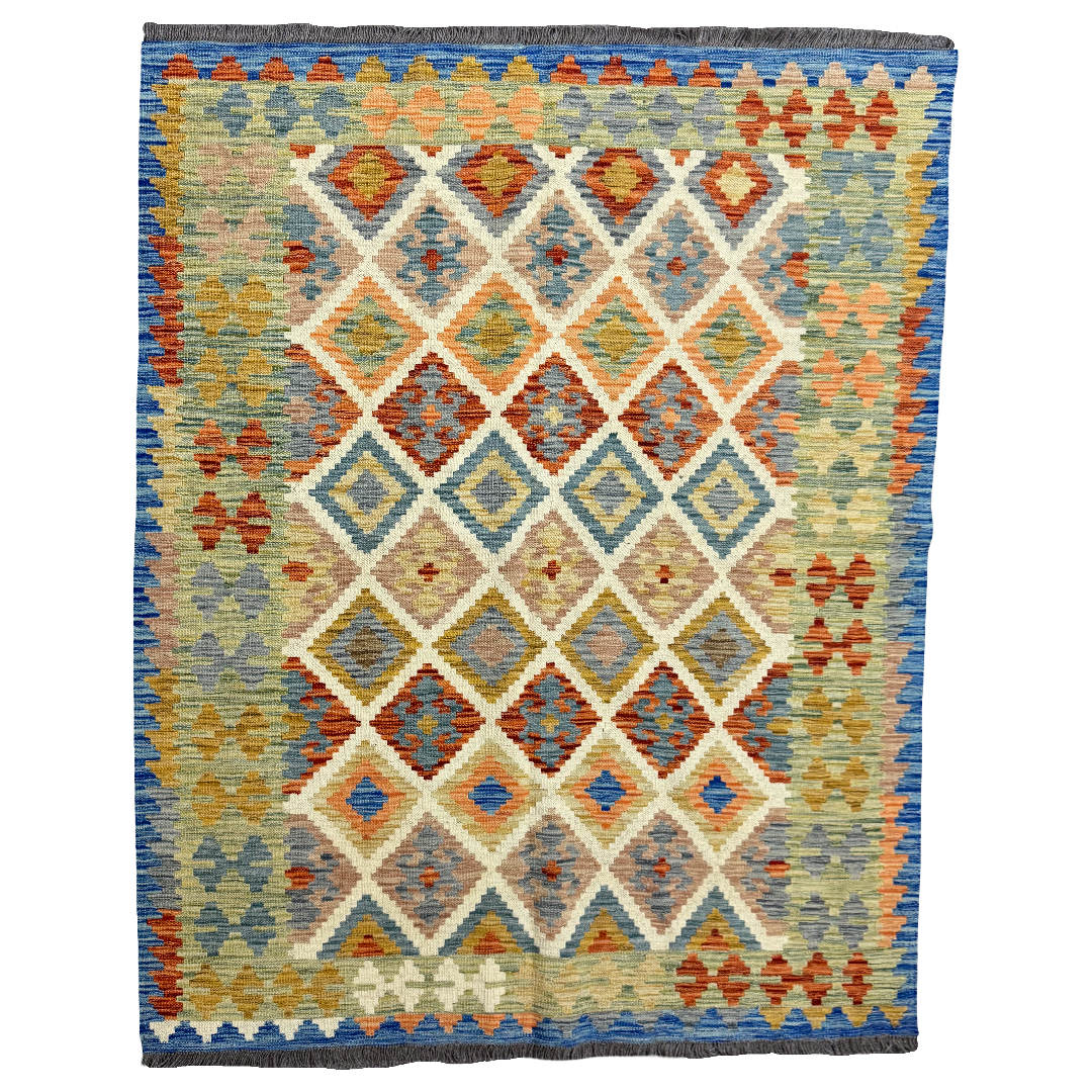 199 x 157 cm Hand-Woven Afghan Kilim Rug