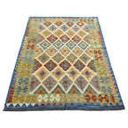 199 × 157 cm Hand-Woven Afghan Kilim Rug – Traditional Wool Flatweave