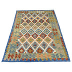 199 × 157 cm Hand-Woven Afghan Kilim Rug – Traditional Wool Flatweave