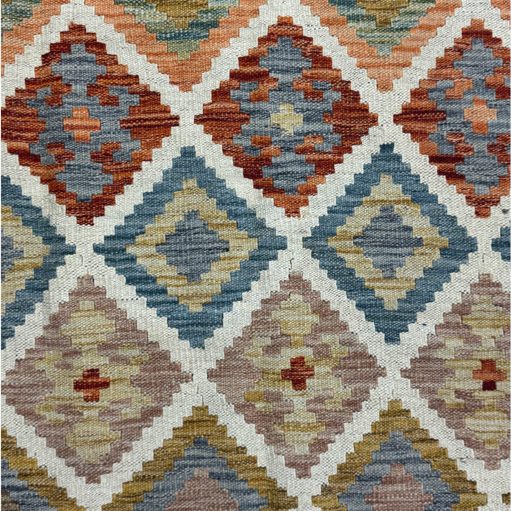 199 × 157 cm Hand-Woven Afghan Kilim Rug – Traditional Wool Flatweave